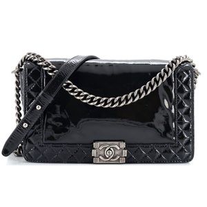 ❌SOLD! Chanel Patent Leather Medium Reverso Boy Flap Bag